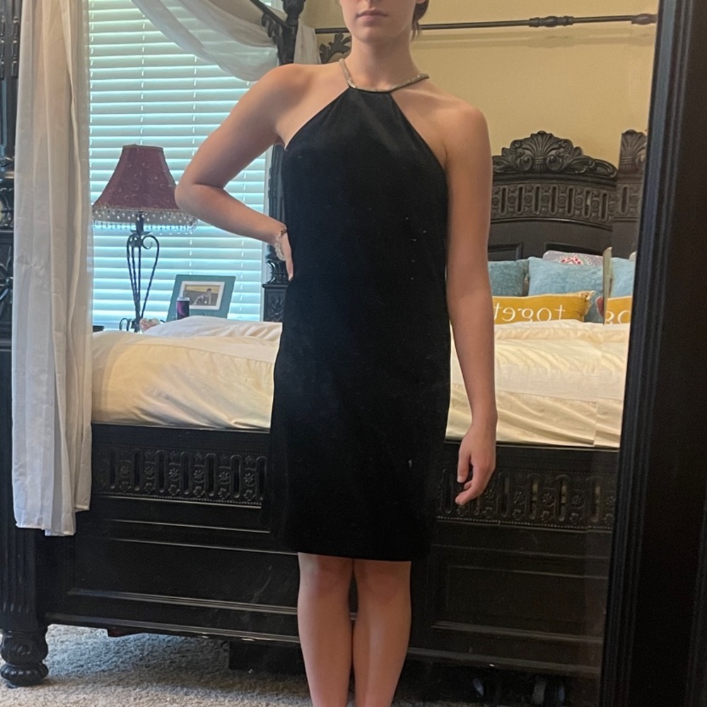 Alex Marie Sleek Black Halter Dress